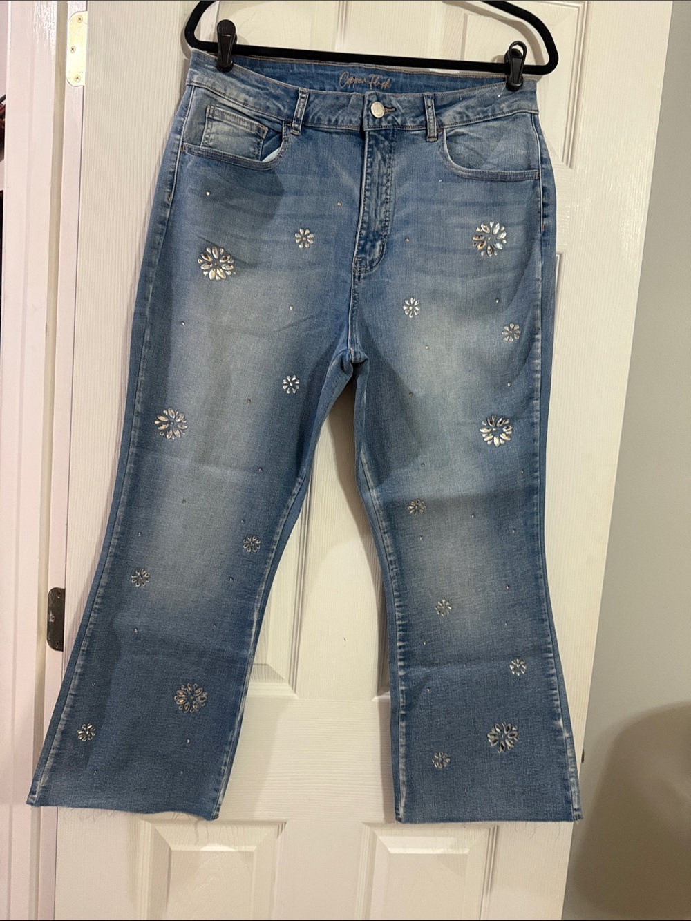 Cato Light Blue Embellished Flared Jeans